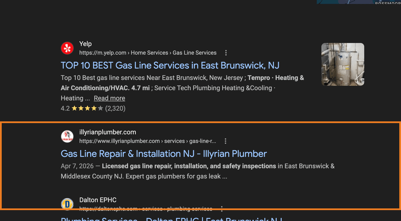 Illyrian Plumber ranking #2 for gas line repair East Brunswick NJ