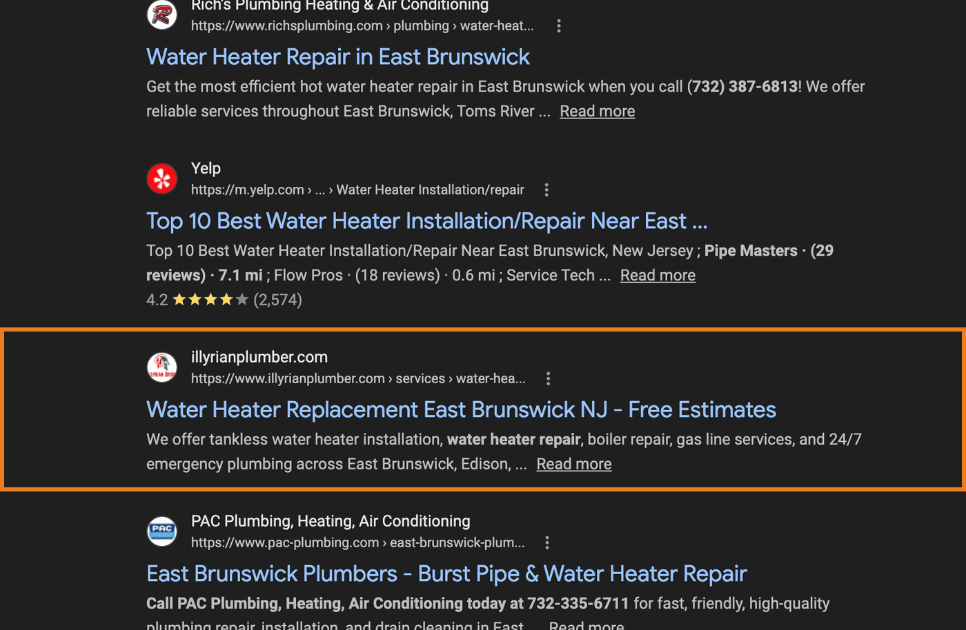 Illyrian Plumber ranking #3 for water heater repair East Brunswick NJ