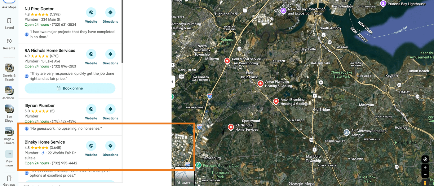 Illyrian Plumber visible in Google Maps for whole house repiping NJ